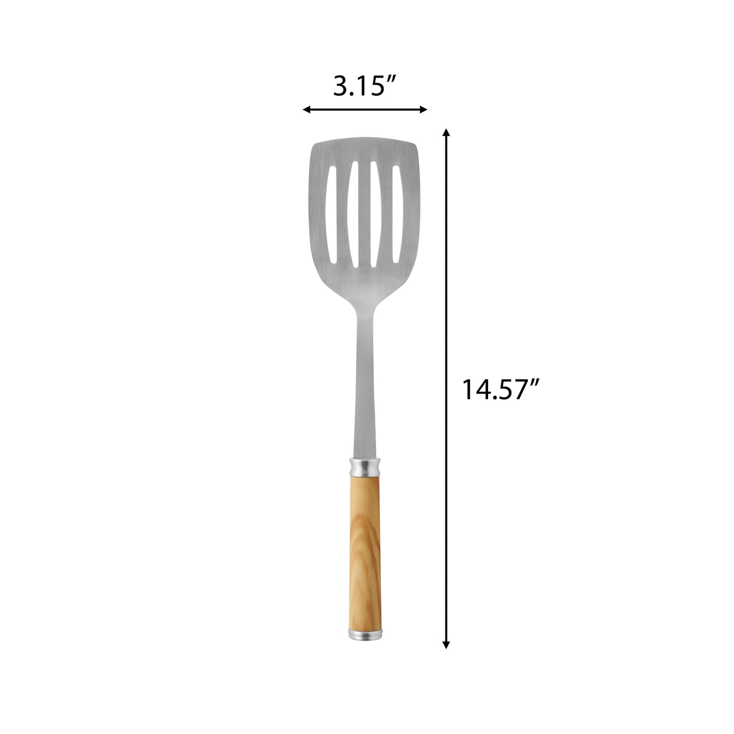 Stainless Steel Slotted Turner, Olivewood