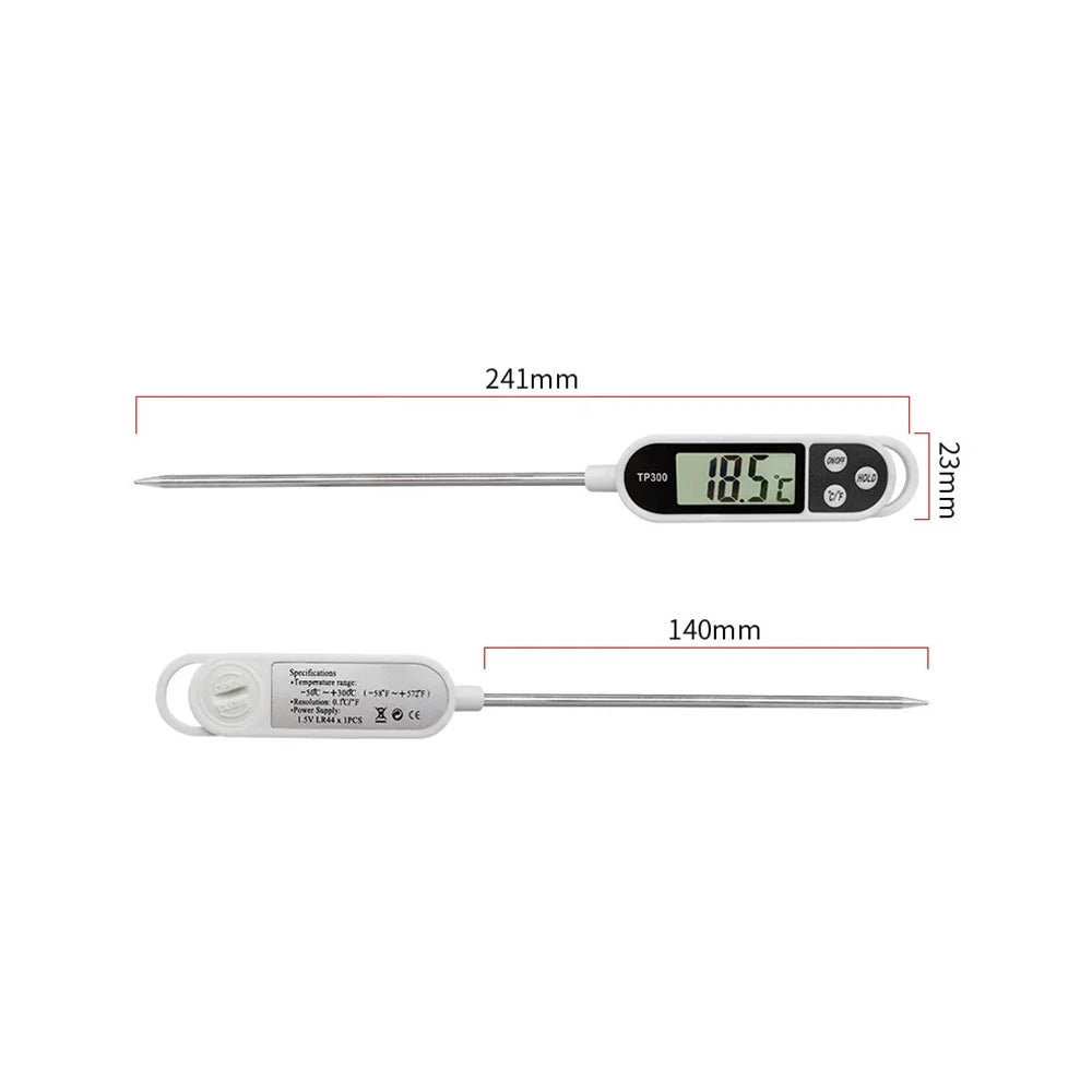 Meat Thermometer with Long Probe Digital Instant Read Food Thermometer for Grilling Smoker BBQ Kitchen Cooking Candy Thermometer with Calibration
